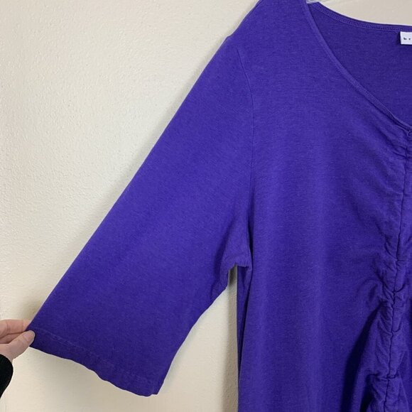 Bryn Walker Womens M Dress Tunic Purple Knit Lagenlook Minimalist Ruched Bamboo - Picture 6 of 15